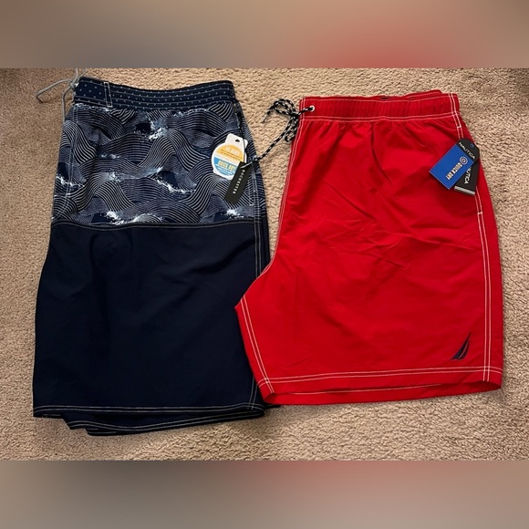 Nautica & Rochester Bundle Men's Quick Dry Nylon 8" Swim Trunks Shorts 3XL NWT - Picture 1 of 9